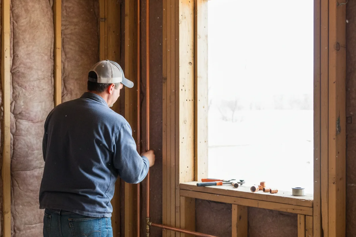 Licensed plumber running new copper supply lines in a Helmetta home