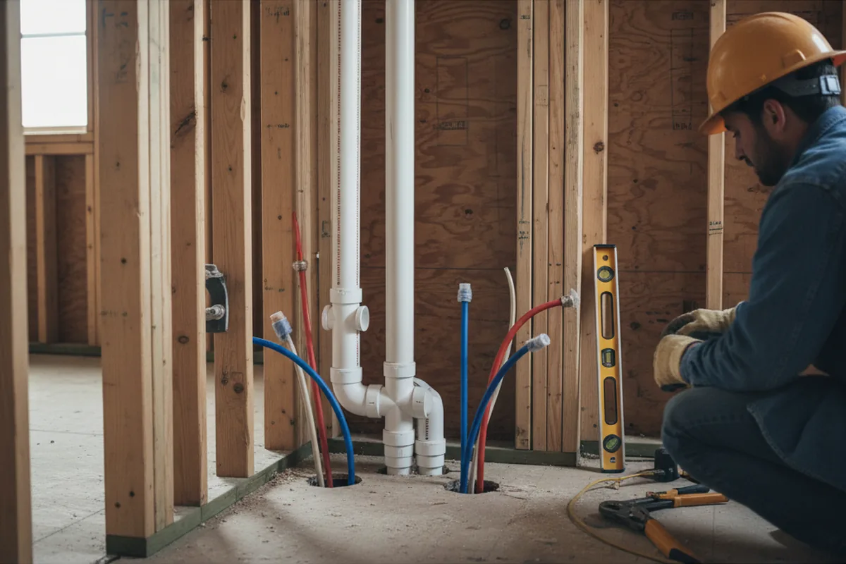 Drain and supply rough-in during Drain Cleaning in Helmetta