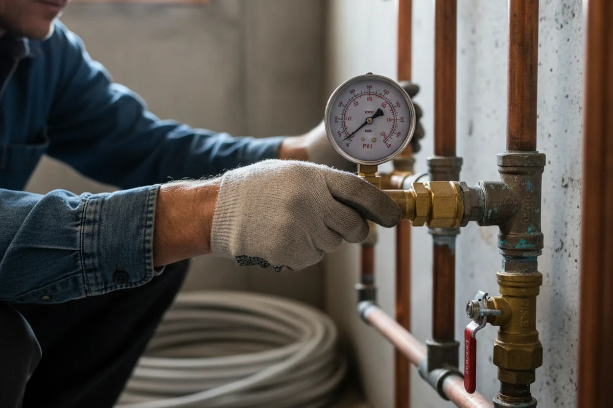 Pressure testing a repaired line during Water Line Repair in Helmetta
